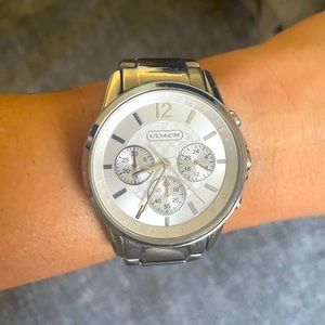 Coach 36mm silver watch. Preloved with plenty of life left!